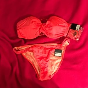 NWT VS coral swim suit 34C top and M bottom